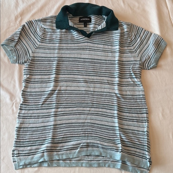 Bonobos Other - Bonobos Green and White Striped Polo